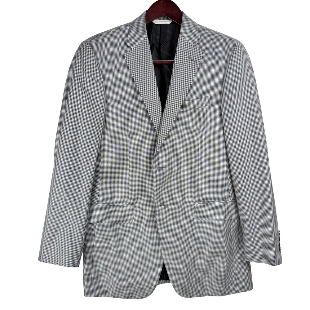 Samuelsohn Blazer Mens‎ 40 Reg Wool Silk Houndstooth SB Gable Luxury Academia
